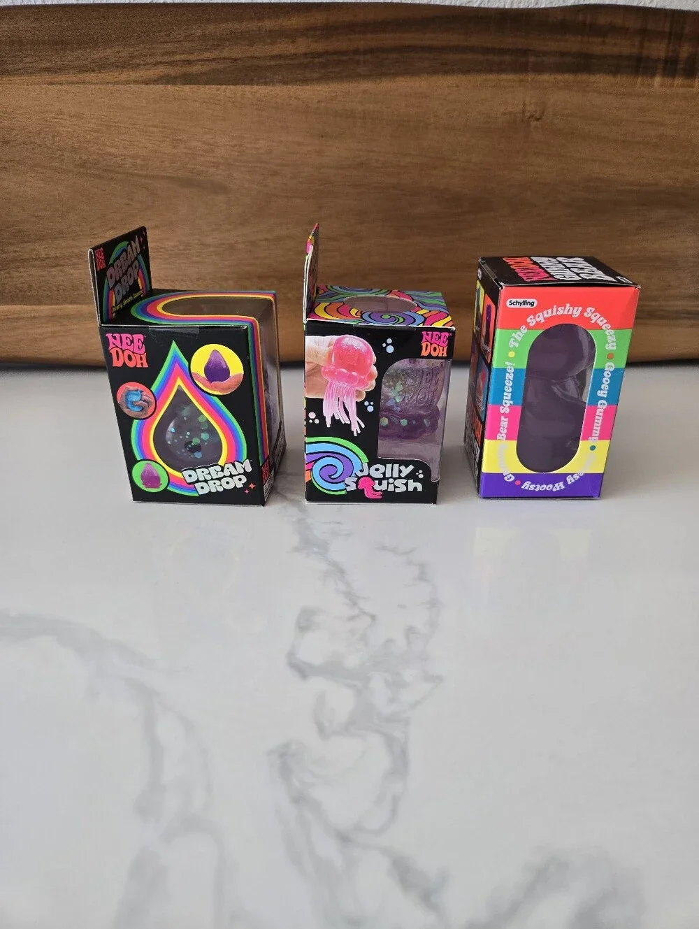 NIB Purple NeeDoh Fidget Toy Lot of 3 - Dream Drop, Jelly Squish & Gummy Bear